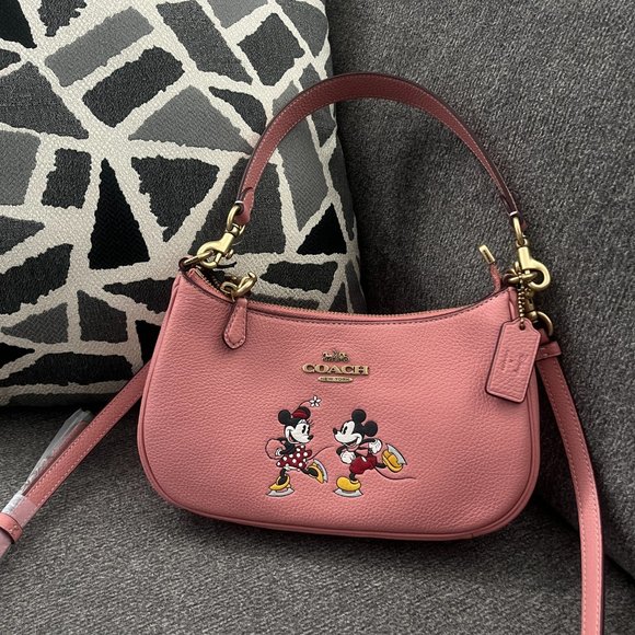 Coach Handbags - NWT COACH CM858 Disney X Coach Teri Shoulder Bag w Ice Skate Motif Blush Multi